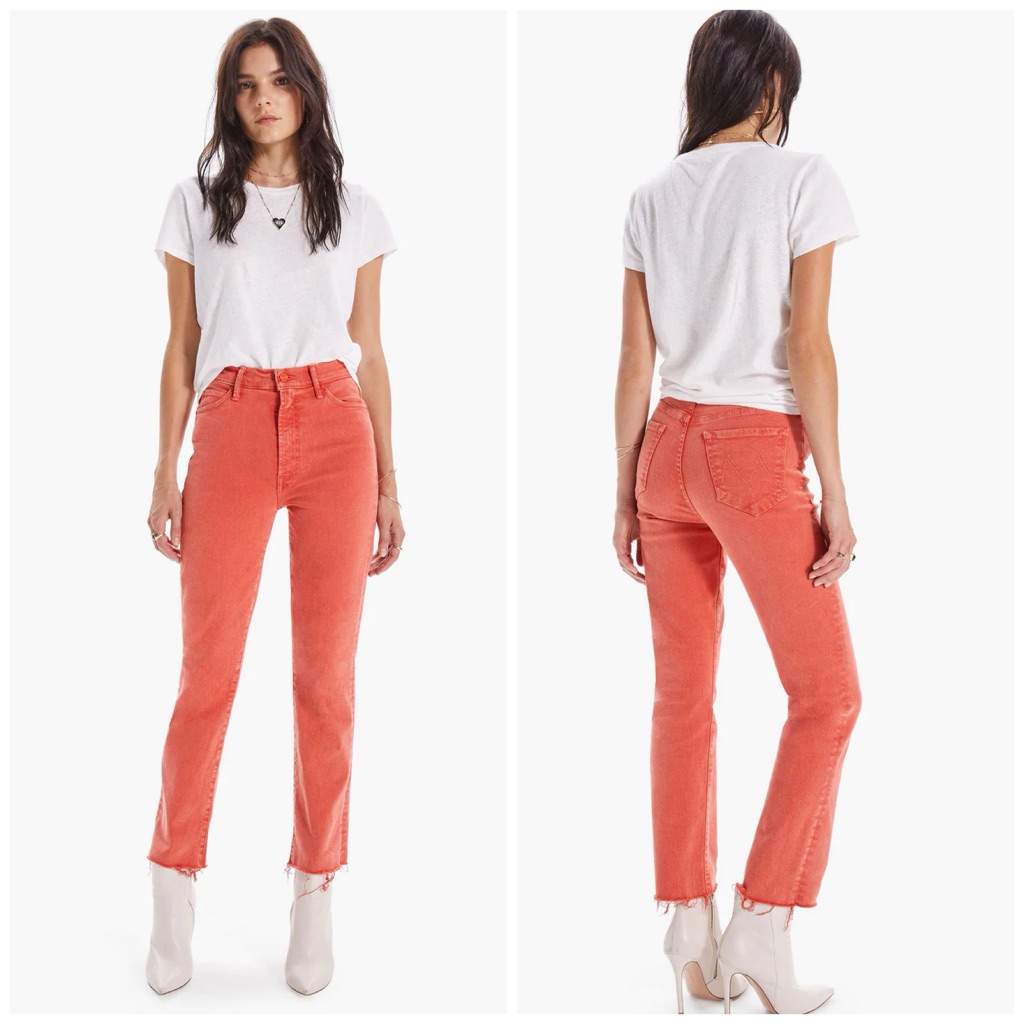 Euc Mother Denim The Swooner Rascal Ankle Fray Flame Scarlett Jeans